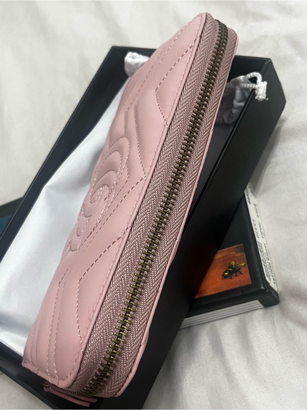 Pink Quilted Zip Wallet with Gold - Picture 7 of 10